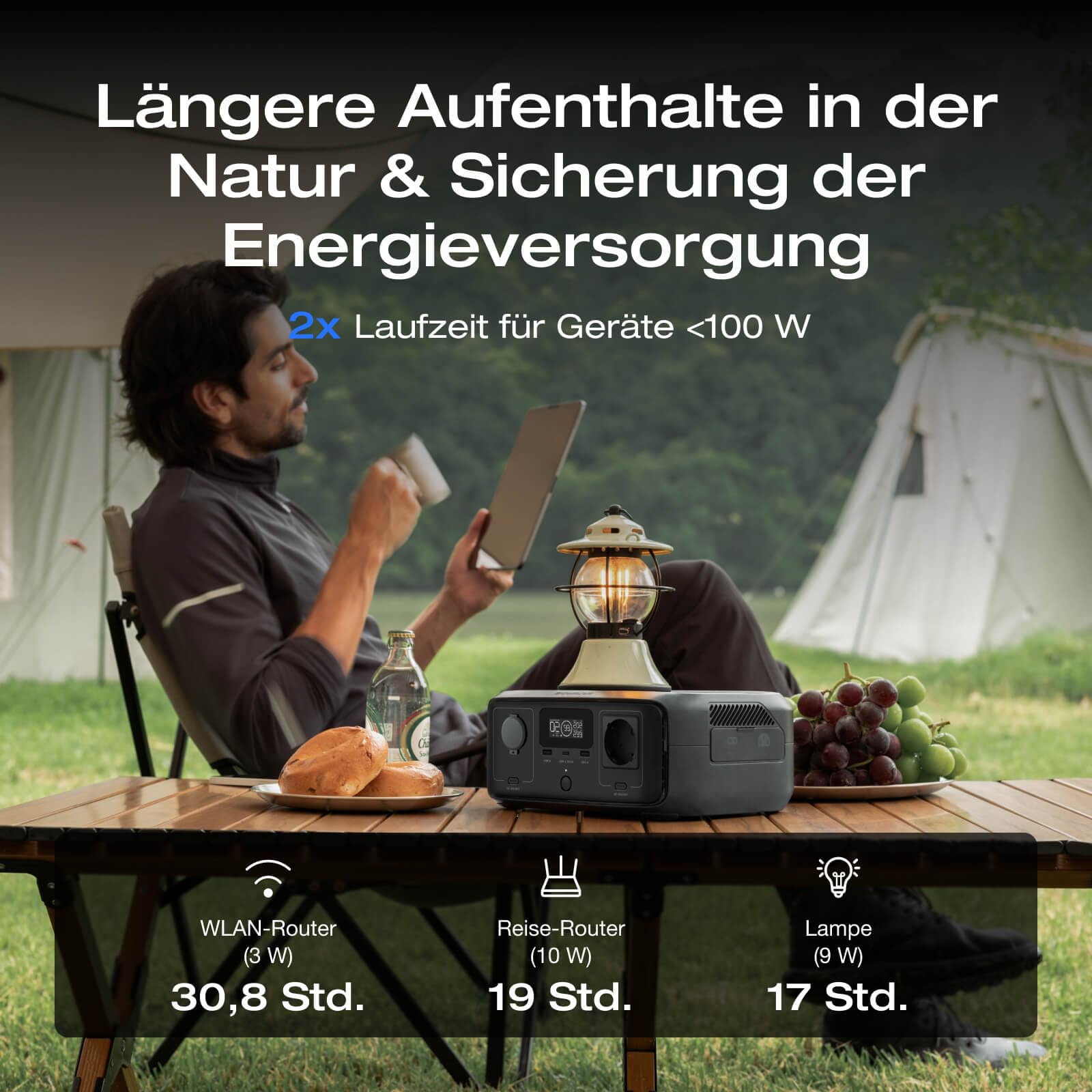 ECOFLOW Tragbare Powerstation RIVER 3, 245 Wh LFP Batterie, bis zu 600 W Leistung, 2× Laufzeit mit GaN, <20 ms USV, 30% kompakterer Solargenerator für den Außenbereich, Camping, Vans