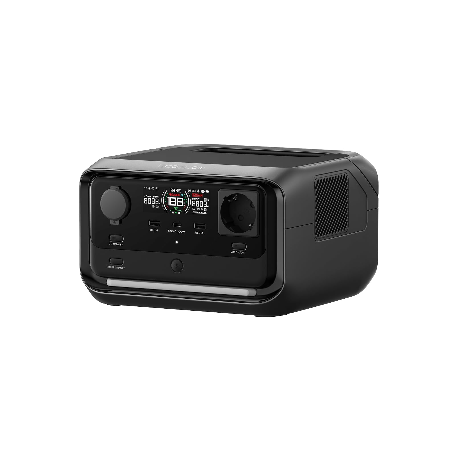 ECOFLOW RIVER 3 Plus Tragbare Powerstation, 286 Wh LFP Batterie, bis zu 1 200 W Leistung, erweiterbar auf 858 Wh, <10 ms USV, Solargenerator für Camping, RV (Generalüberholt)