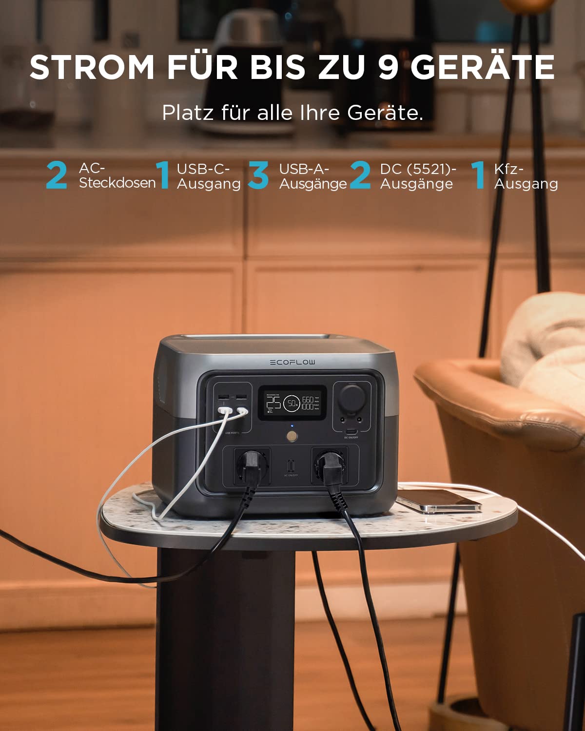 EF ECOFLOW Tragbare Powerstation RIVER 2 MAX, 512Wh Solargenerator mit LiFeP04, Schnellladung in 1 Stunde, für Camping/Wohnmobile, Kleine Verpackungsmängel, Produkt unbenutzt(Generalüberholt)