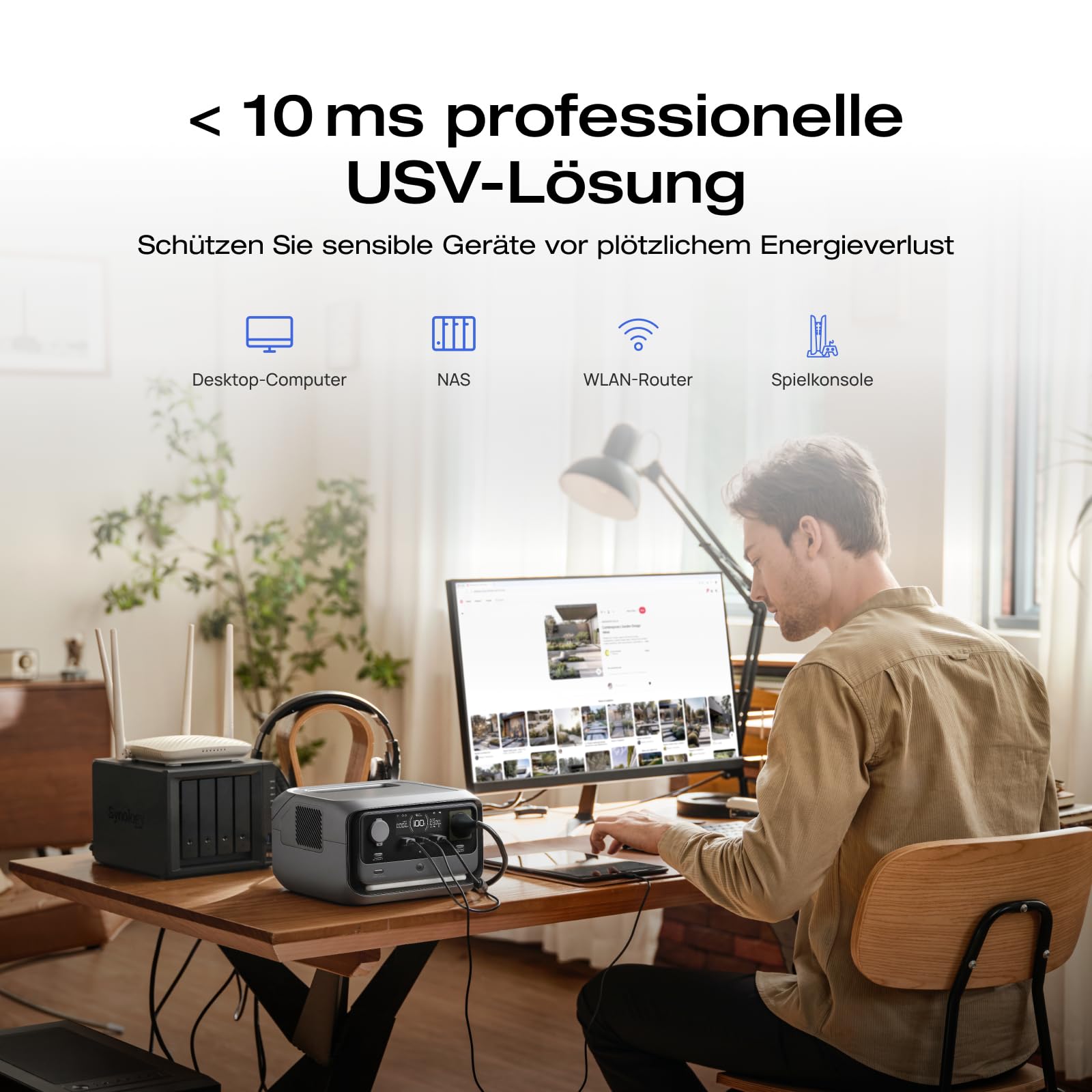 ECOFLOW RIVER 3 Plus Tragbare Powerstation, 286 Wh LFP Batterie, bis zu 1 200 W Leistung, 16 Stunden+ Laufzeit für <100 W Geräte, erweiterbar auf 858 Wh, <10 ms USV, Solargenerator für Camping, RV