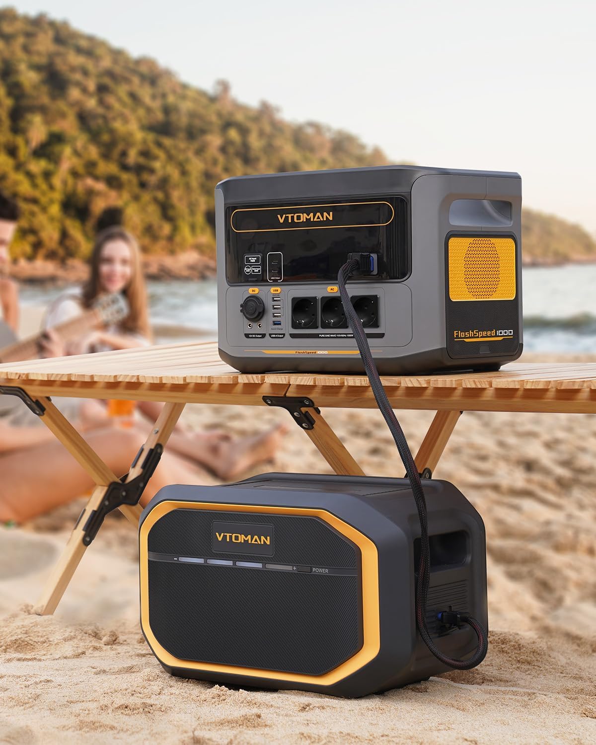 VTOMAN FlashSpeed 1500 Tragbare Powerstation 3096Wh, 1500W (Spitze 3000W) Solar Generator mit Zusatzbatterie, unterstützt AC/DC/Solaraufladung für Camping, Netzunabhängig, Wohnmobil, Notfall