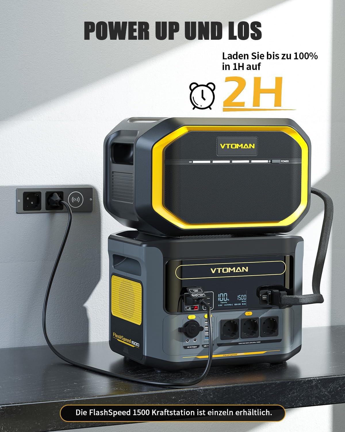 VTOMAN FlashSpeed 1500 Tragbare Powerstation 3096Wh, 1500W (Spitze 3000W) Solar Generator mit Zusatzbatterie, unterstützt AC/DC/Solaraufladung für Camping, Netzunabhängig, Wohnmobil, Notfall