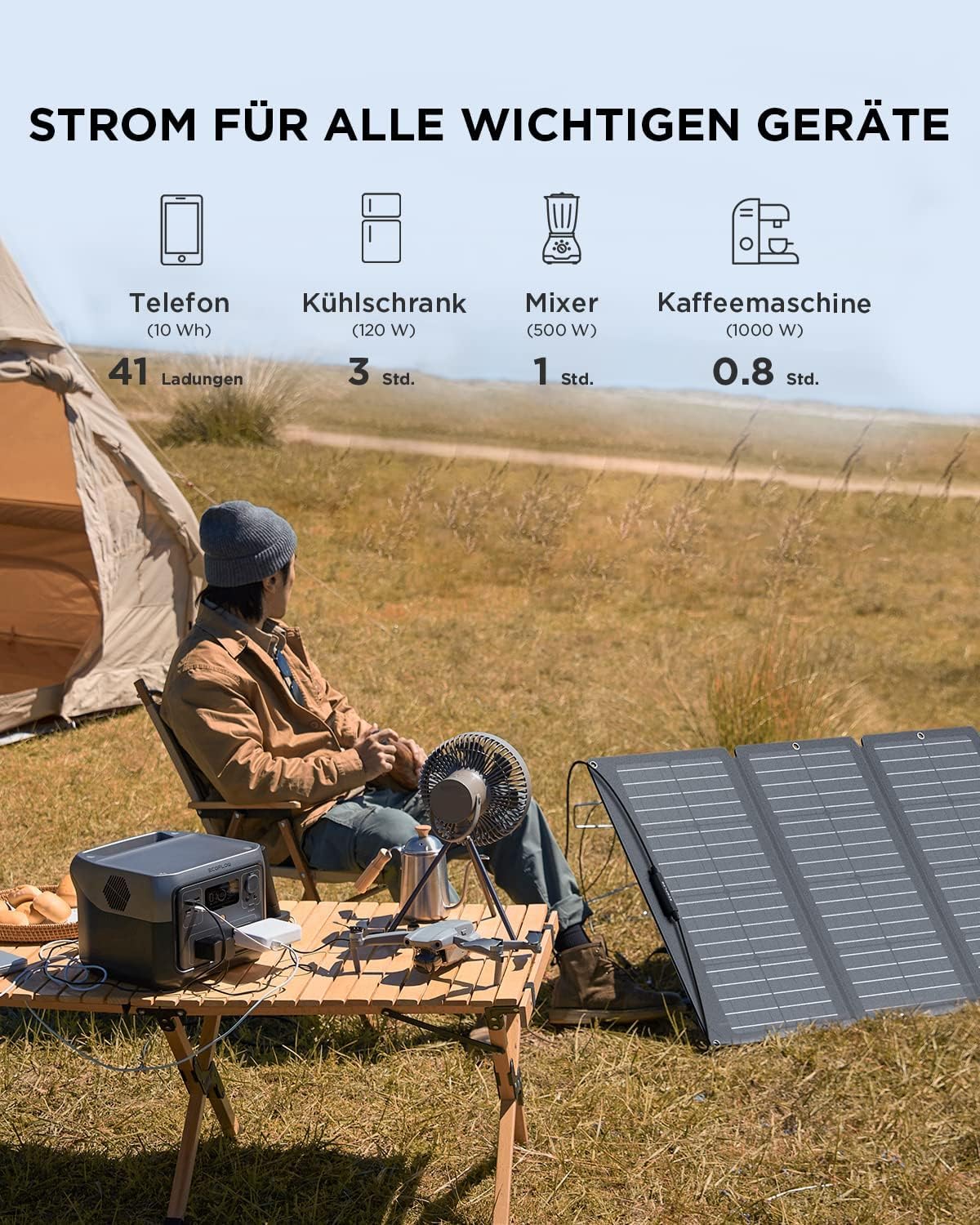 EF ECOFLOW Tragbare Powerstation RIVER 2 MAX, 512Wh Solargenerator mit LiFeP04, Schnellladung in 1 Stunde, für Camping/Wohnmobile, Kleine Verpackungsmängel, Produkt unbenutzt(Generalüberholt)